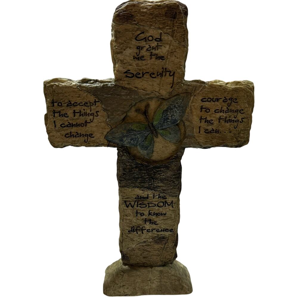3D RESIN CROSS OF CHRIST "God Grant Me The Serenity..." Standing Cross - Picture 9 of 15
